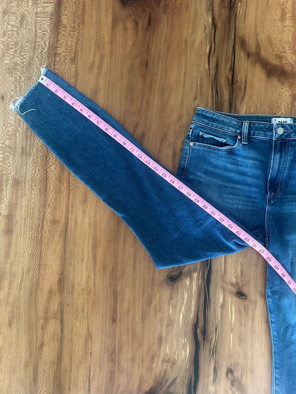 PAIGE Hoxton Ankle Ragged Frayed Hem Skinny Jeans Medium Wash Women's | Size 31 - Picture 12 of 15